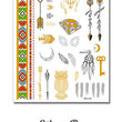 Load image into Gallery viewer, "Free Love" Longhorn Skull Arrows Birds Dream Catcher and Golden Owl Metallic Temporary Tattoos
