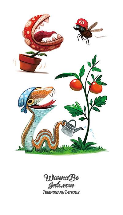 Garden Snake and Hungry Plant Best Temporary Tattoos