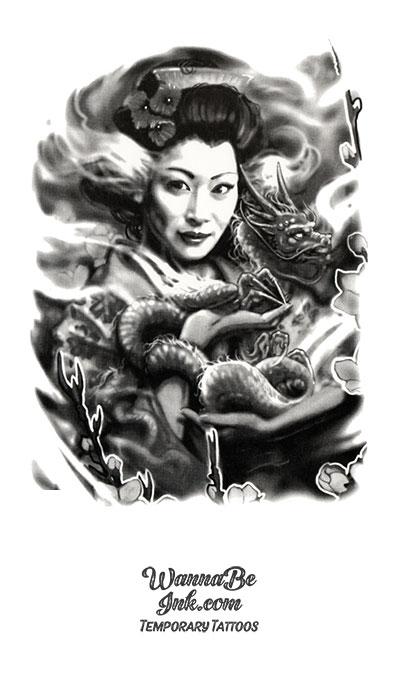 Geisha In Smoke Best Temporary Tattoos