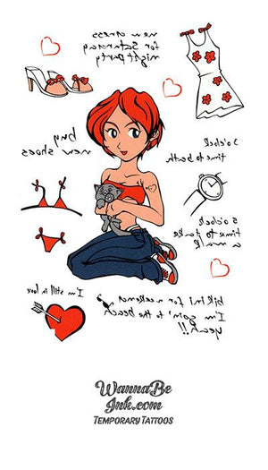 Girl And Her Red Accessories Best Temporary Tattoos