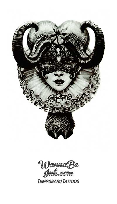 Goat Horned Woman Best Temporary Tattoos