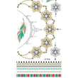 Load image into Gallery viewer, Gold and Black Mandala Necklace with Colorful Feathers Metallic Temporary tattoos
