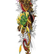 Load image into Gallery viewer, Gold and Red Dragon with Pink and Green Lotus Flowers Temporary Sleeve Tattoos
