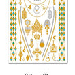 Load image into Gallery viewer, Gold Flower Green and Gold Diamond Strand Necklace and Earing Metallic Temporary Tattoos
