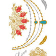 Load image into Gallery viewer, Gold Necklace with Red Rubies and Green Stones In Gold and Silver Temporary Tattoos
