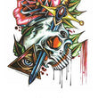 Load image into Gallery viewer, Gold Pommel Dagger Through Skull Best Temporary Tattoos
