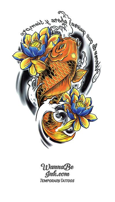 Golden Koi Fish Best temporary Tattoos