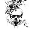 Load image into Gallery viewer, Grasses Growing On Skull Over Beetle Wings Best Temporary Tattoos
