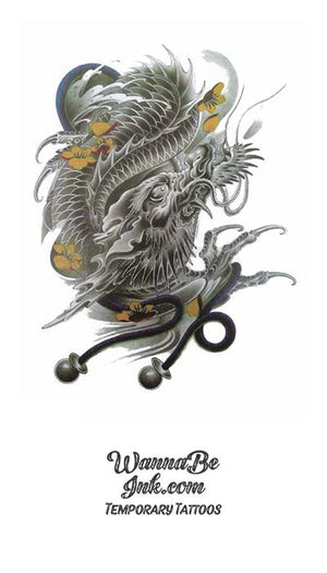 Gray and Gold Wind Dragon Best Temporary Tattoos