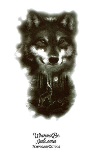 Gray Wolf Stalking The Forest Best Temporary Tattoos