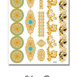 Load image into Gallery viewer, Green and Blue highlighted Sun and Floral Pattern Bands Metallic Temporary Tattoos
