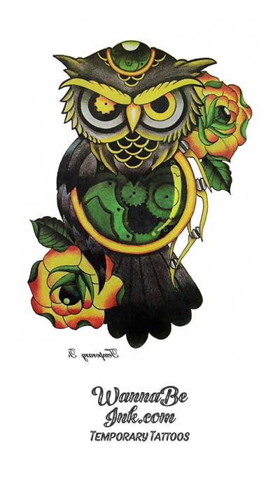 Green Jewel Medallion Owl Dream Catcher Best Temporary Tattoos