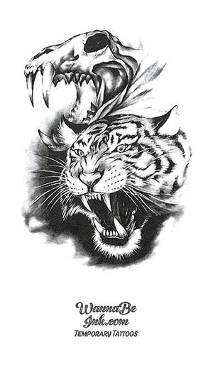 Growling Tiger and Tiger Skull Best Temporary Tattoos