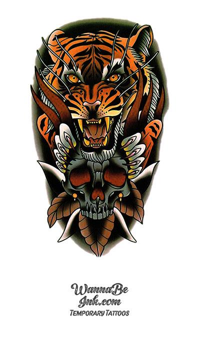 Black Forest Tattoo Sticker For Men Women Children Tiger Wolf Death Skull  Temporary Tattoo Fake Henna Skeleton King Animal Tatoo | Fruugo CH