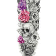 Load image into Gallery viewer, Guardian Angel Clock Lotus Rose Skull Playing Cards Dice Temporary Sleeve Tattoos
