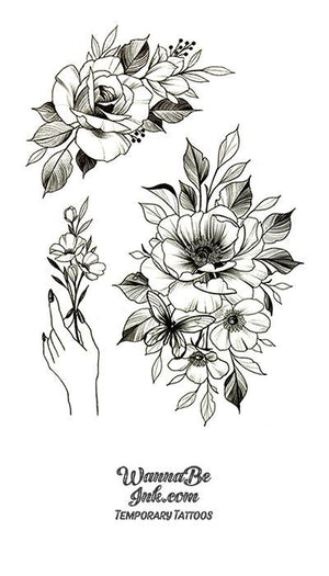 Hand Grabbing Flowers Best Temporary tattoos