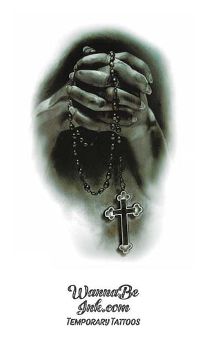 angel praying tattoo with rosary