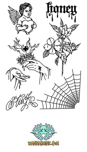 No Fear Black Widow Scorpion Rose Temporary Tattoos