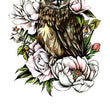 Load image into Gallery viewer, Horned Owl On White Rose Bed Best Temporary Tattoos
