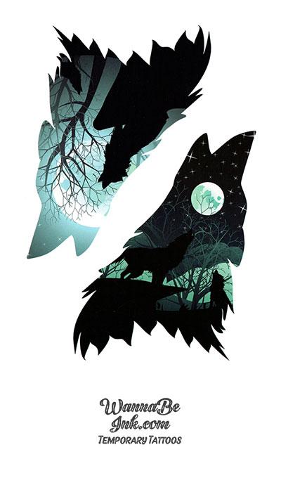 Howling Wolf in Winter Moon Best Temporary tattoos