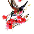 Load image into Gallery viewer, Hummingbird and Red Blossoms Best Temporary Tattoos
