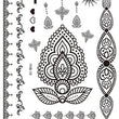 Load image into Gallery viewer, Indian Elephant Cross Heart Flower Henna Style Black Temporary Tattoo Sheet
