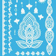 Load image into Gallery viewer, Indian Elephant Cross Heart Flower Henna Style White Temporary Tattoo Sheet
