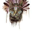 Load image into Gallery viewer, Indian Kitty With Feather Headdress Best Temporary Tattoos
