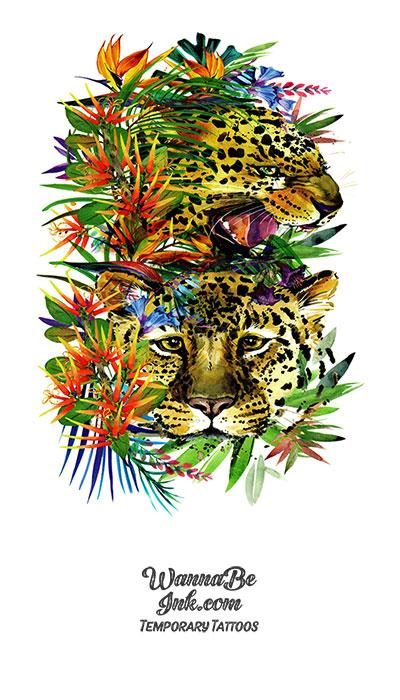 Jaguars Hidden In Red Flowers Best Temporary Tattoos