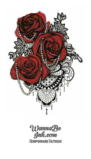 Jeweled Red Roses Best Temporary Tattoos