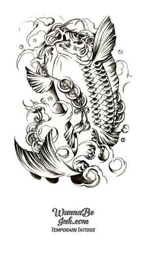 Koi Fish Black And White Drawing Best Temporary Tattoos