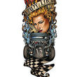 Load image into Gallery viewer, "Lady Luck" Hot Rod and Flaming Dice Temporary Sleeve Tattoos
