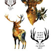 Load image into Gallery viewer, Large Antlered Bucks with Poetry in Antler Sets Best Temporary Tattoos
