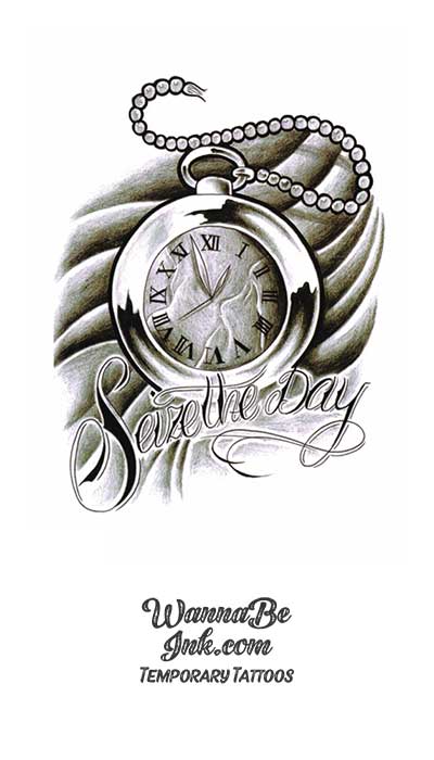 Tattoo Pocket Watch with Peonies