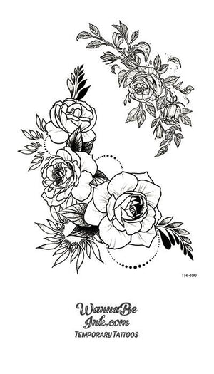 Large Roses and Small Roses Best Temporary Tattoos| WannaBeInk.com