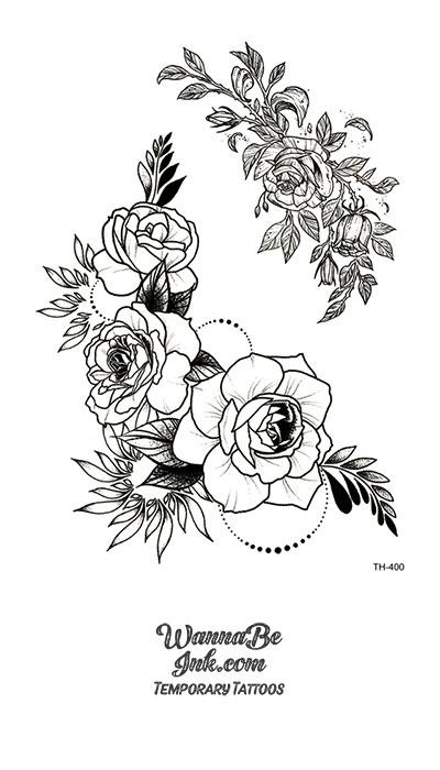 small rose tattoo designs black