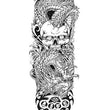 Load image into Gallery viewer, "Life" Black and White Dragon Skull Lotus Temporary Sleeve Tattoos
