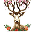 Load image into Gallery viewer, Light Brown Stag With Pink Rose Blossoms In Antlers Best Temporary Tattoos
