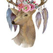 Load image into Gallery viewer, Light Brown Deer With Pink Roses In Antlers and Feathers Best Temporary Tattoos
