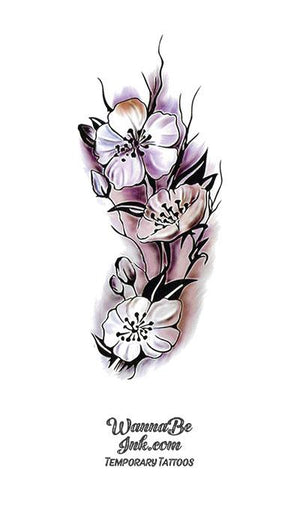 Light Purple Pansy Blossom Flower Temporary Tattoos