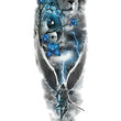 Load image into Gallery viewer, Lion Yin Yang Flowers Tree Warrior with Wings Temporary Sleeve Tattoos
