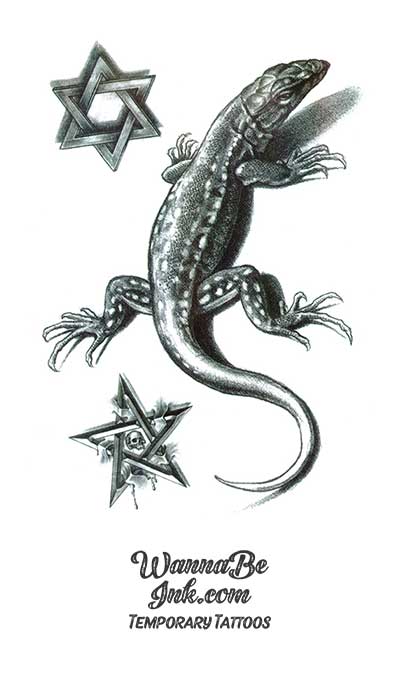 Black and gray lizard tattoo by Harry Starfish: TattooNOW