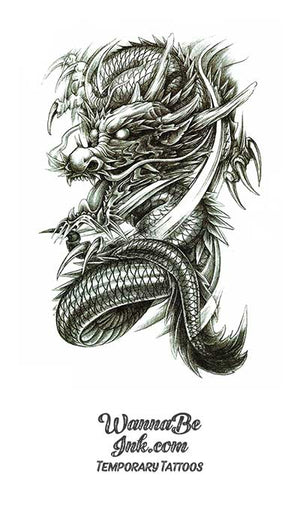 Long Horned Chinese Dragon Best Temporary tattoos