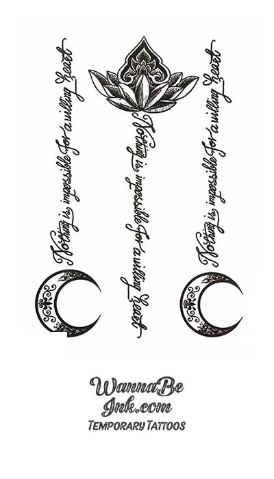 Lotus and Crescent Moons Best Temporary Tattoos