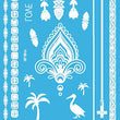 Load image into Gallery viewer, Love Stork Feather Palm Tree Tribal Cross Henna Style White Temporary Tattoo Sheet
