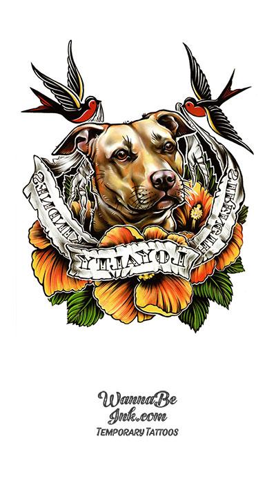 "Loyalty" Dog and Swallows Best Temporary Tattoos