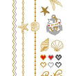 Load image into Gallery viewer, Mermaid Sea Shells and Anchor Necklaces Gold Temporary Tattoos
