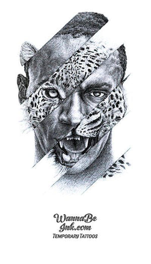 Mixed Jaguar Warrior Face Best Temporary Tattoos