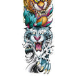 Load image into Gallery viewer, Modern Asian Style Kabuki Lion Skull Tiger Striking Temporary Sleeve Tattoos
