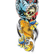 Load image into Gallery viewer, Modern Asian Style Kabuki Tiger with Skull Blue Lotus and Golden Koi Fish Temporary Sleeve Tattoos
